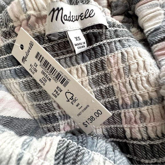 NWT Madewell Cotton Flannel Lucie Smocked Mini Dress in Lebaum Plaid Size XS - Picture 8 of 10